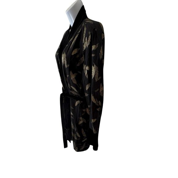 Johnny Was Velvet Metallic Feathers Kimono Cardigan Women M Floral Boho W Belt - Picture 3 of 10